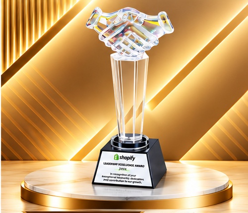 Crystal Handshake Pillar Partnership Award 4652