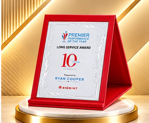 Red Leatherette Folding Award