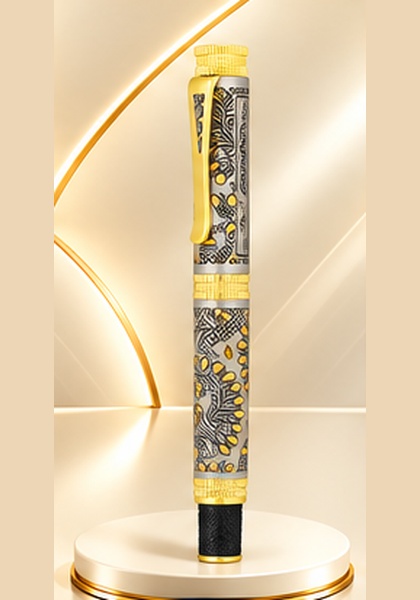 Gold & Black Designer Patterned Pen — Gold & Black