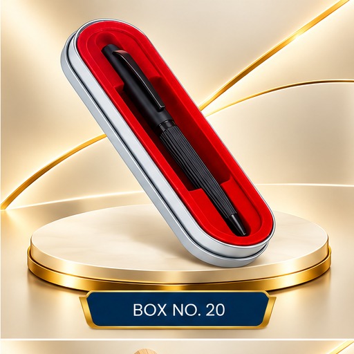 Matte Black Pen in Silver & Red Gift Case