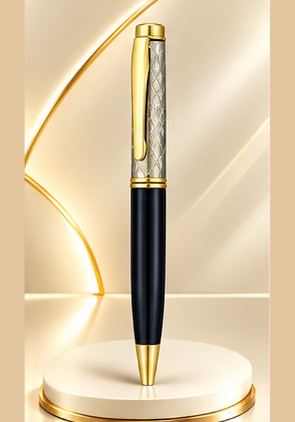 Black & Gold Premium Textured Metal Pen — Black & Gold