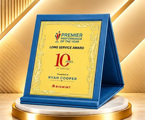 Blue Leatherette Folding Award
