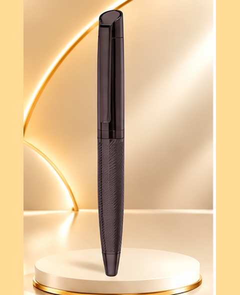 Premium Dark Brown Textured Metal Pen