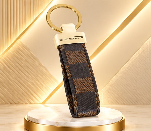 Premium Checkered Leather Keychain