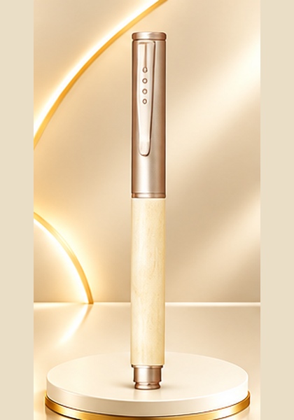 Elegant Rose Gold & Cream Metal Pen