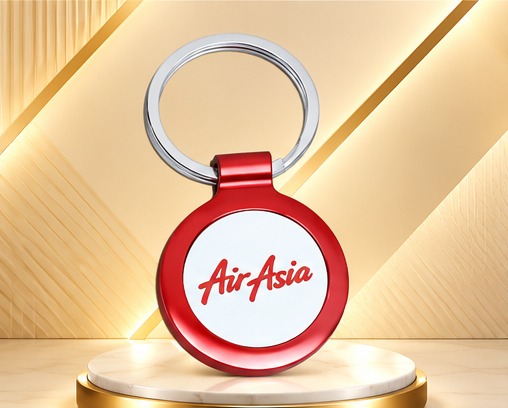 Red & Silver Round Metal Keychain