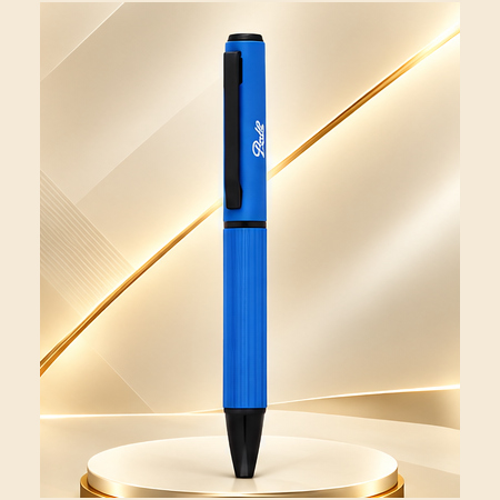 Premium Blue Textured Metal Pen — Blue