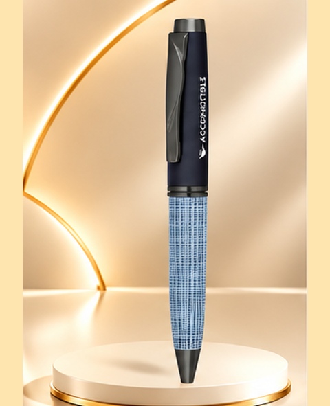 Premium Black & Blue Textured Metal Pen