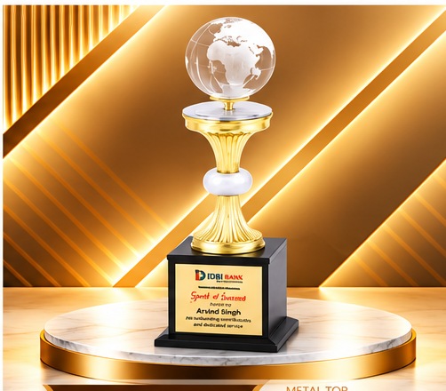 Crystal Globe Golden Pedestal Trophy 3911