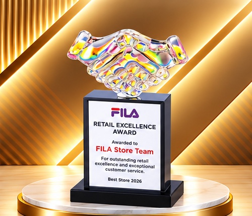 Crystal Handshake Black Plinth Award 4654