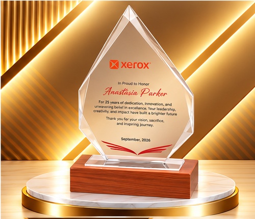 Wooden Base Crystal Flame Award 4658