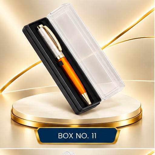 Amber & Silver Pen in Clear-Top Gift Box