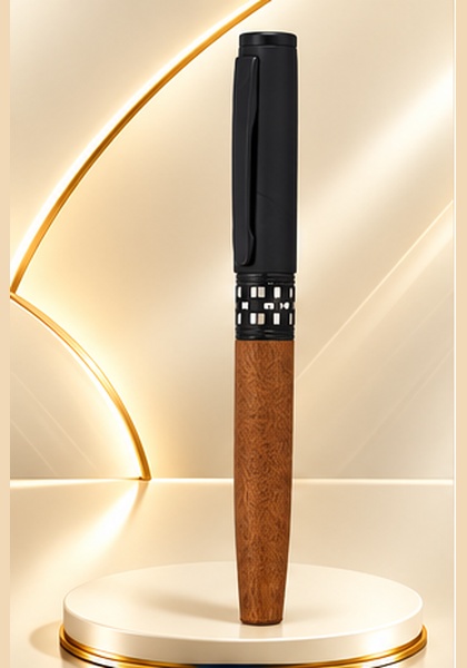 Black & Brown Wood-Textured Premium Pen — Black & Brown