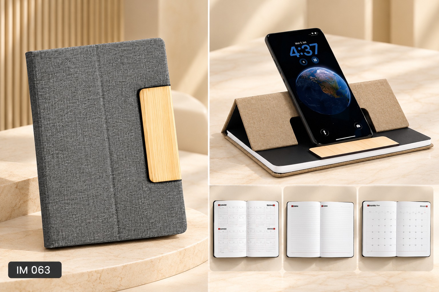 Executive Fabric Notebook with Phone Stand