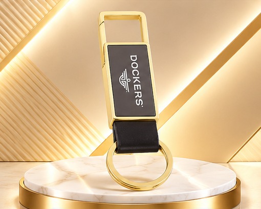 Gold & Black Executive Leather Keychain