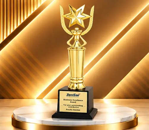 Golden Star Laurel Pillar Trophy 3858