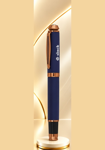 Navy Blue & Rose Gold Premium Roller Pen — Navy Blue & Rose Gold