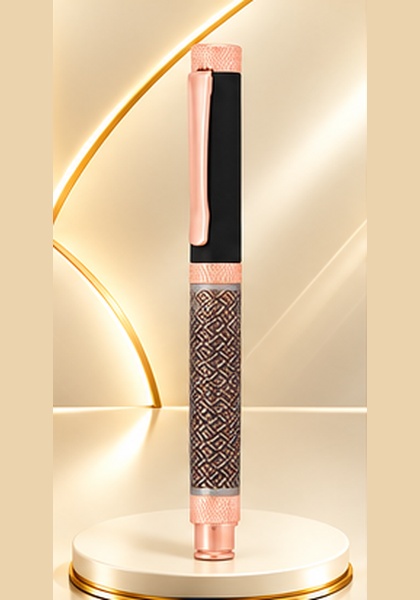 Black & Rose Gold Patterned Metal Pen — Black & Rose Gold