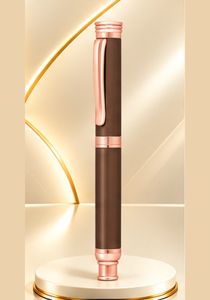 Brown & Rose Gold Metal Pen — Brown & Rose Gold