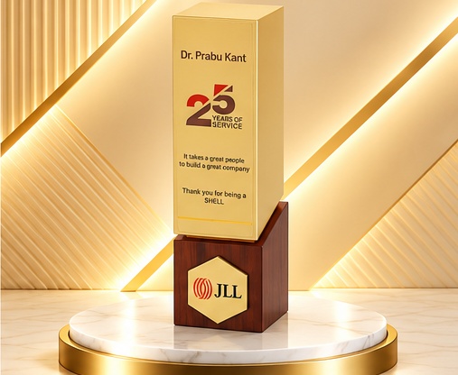 Golden Corporate Wooden Trophy