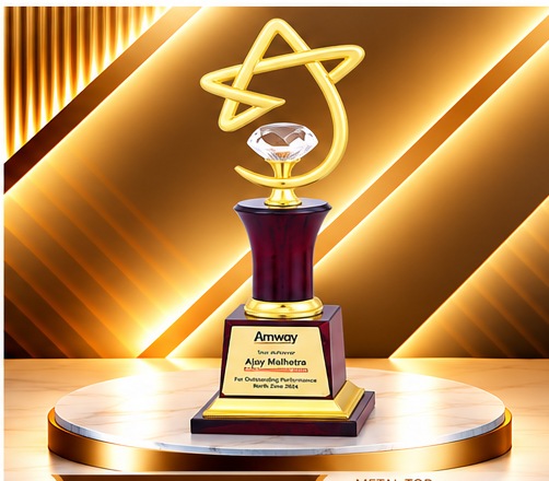 Golden Orbit Burgundy Column Trophy 4872