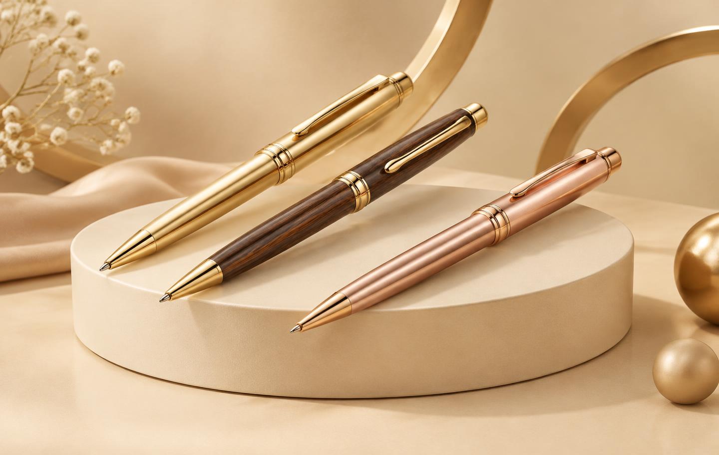 Metal and wooden pens